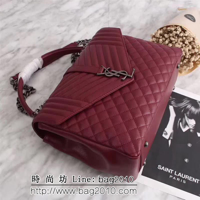 YSL聖羅蘭 菱格混合凸紋 時尚百搭 單肩手提挎包 26681 YAS1067